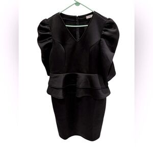 Aomei Women’s Black Plus Size Dress Puff Sleeve BodyCon Soft V Neck Size 2XL New